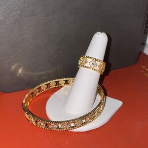 Gold and Silver Bracelet and Ring Set